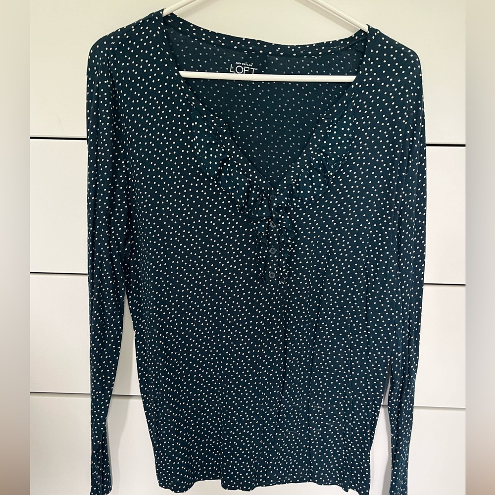 Loft ruffled neck top